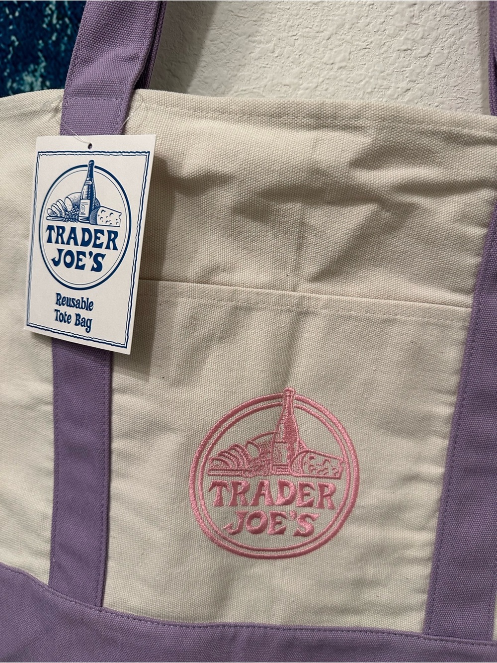 Limited Lavender Canvas Trader Joe's Tote Bag - Picture 2 of 3